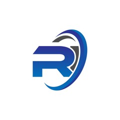 vector initial logo letters ri with circle swoosh blue gray