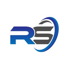 vector initial logo letters rs with circle swoosh blue gray