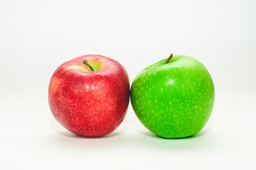 Two apples apple red and green isolated on white background