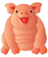 cartoon fat cheeful pig