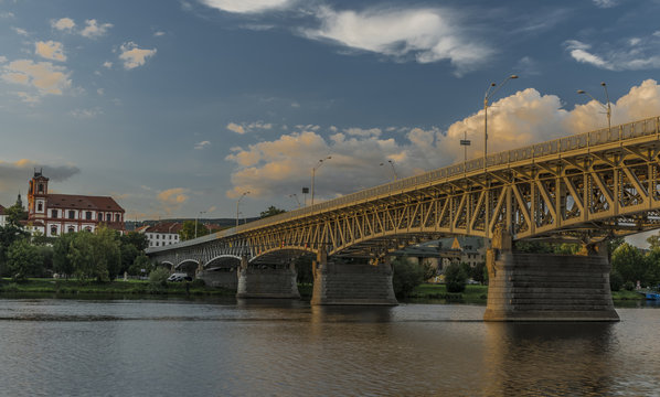 Fototapeta Road bridge in Litomerice town in north Bohemia