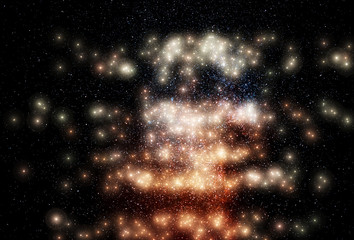 Glowing stars on night sky background