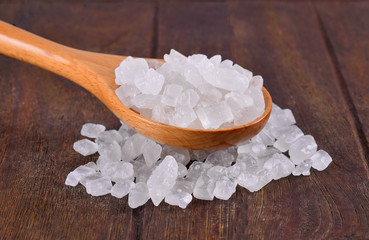 Rock sugar on wood