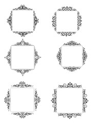 Vintage vector swirl frame set