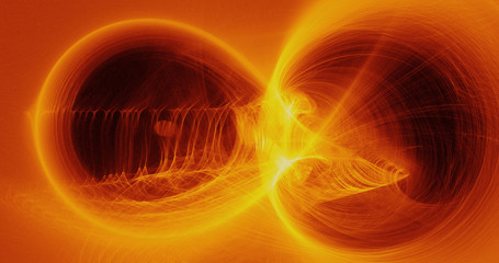 Yellow Red Orange Abstract Lines Curves Particles Background