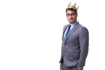 King businessman isolated on white background