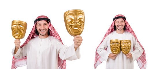 Arab in hypocrisy concept on white
