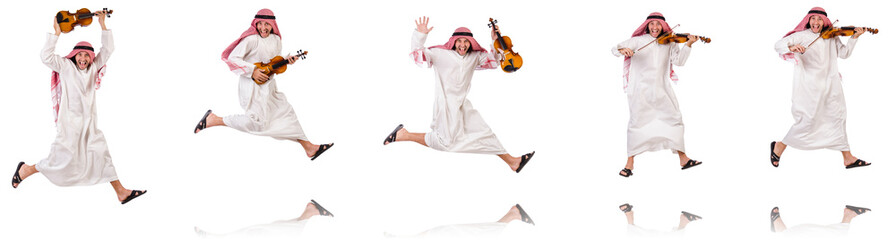 Obraz premium Arab man playing violing on white