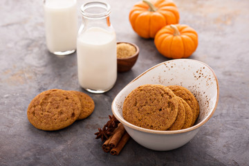 Fall cookies with milk