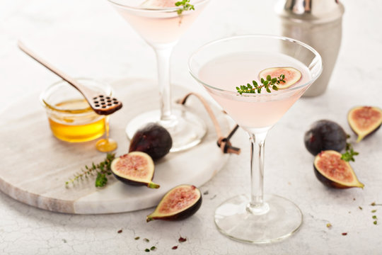 Pink fig and honey martini