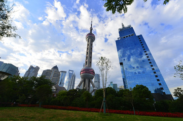 Obraz premium Shanghai world financial center skyscrapers