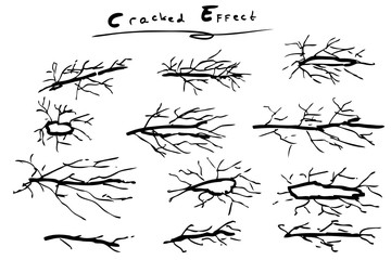 hand draw sketch, Cracked Effect