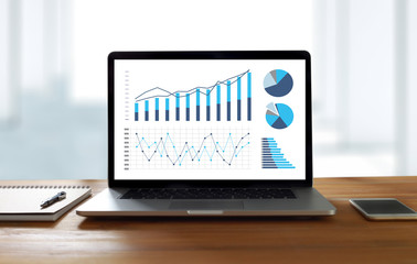 Statistics Analysis Business Data Diagram Growth Increase Marketing Concept , digital tablet and...