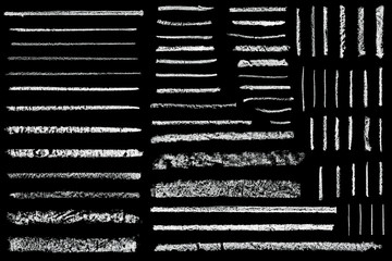 Fototapeta set of hand drawn chalk lines isolated on black background obraz