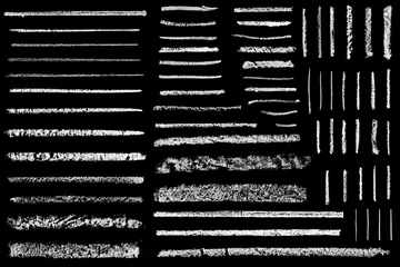 Foto op Plexiglas set of hand drawn chalk lines isolated on black background © anastasiia agafonova