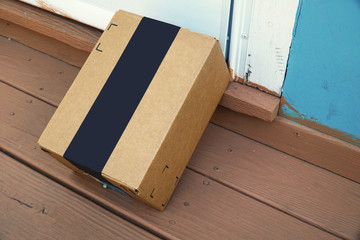 delivered package put in front of the door