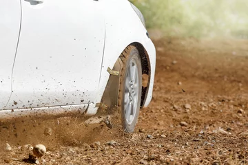 Fotobehang Rally Car in dirt track © toa555