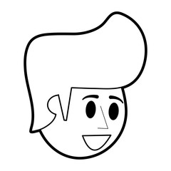 Flat line uncolored man head over white background vector illustartion