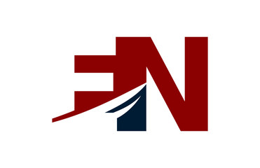 EN Red Negative Space Square Swoosh Letter Logo