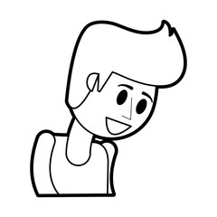 Flat line uncolored man over white background vector illustration