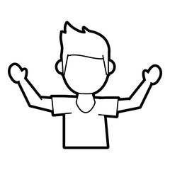 Flat line uncolored man avatar over white background vector illustration