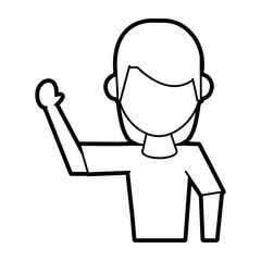 Flat line uncolored woman avatar over white background vector illustration