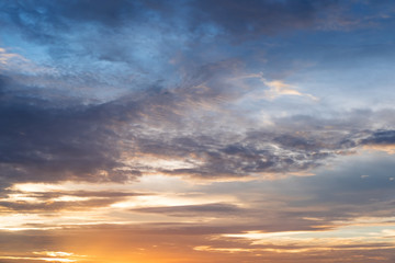Sunset sky, beautiful summer cloudscape in sunset
