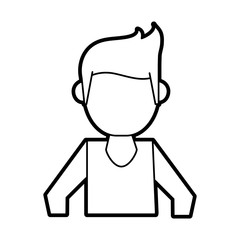 Flat line uncolored man avatar over white background vector illustration