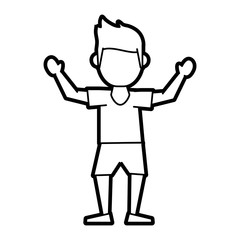 Flat line uncolored standing man over white background vector illustration