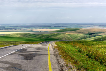 road fields hills asphalt