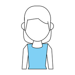 Flat line monocromatic woman avatar over white background vector illustration