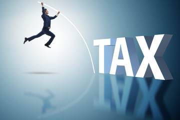 Businessman in tax evasion avoidance concept