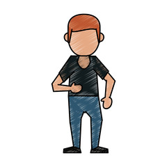 Colorful standing man doodle over white background vector illustration