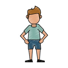 Colorful standing man doodle over white background vector illustration