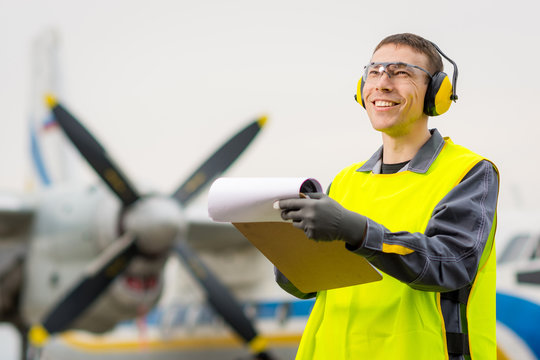 Male airport worker