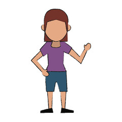 Colorful standing woman doodle over white background vector illustration