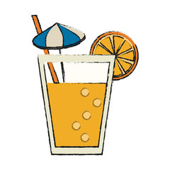 colorful orange juice doodle over white background vector illustration