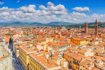 Beautiful landscape above urban and historical view of the Florence from Giotto's Belltower...