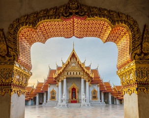 Obraz premium Marble Temple or Wat Benchamabophit Dusitvanaram of Bangkok, Thailand