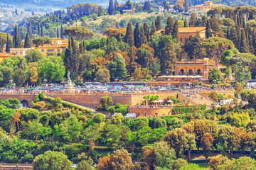 Beautiful landscape above urban and historical view of the Florence from Giotto's Belltower...
