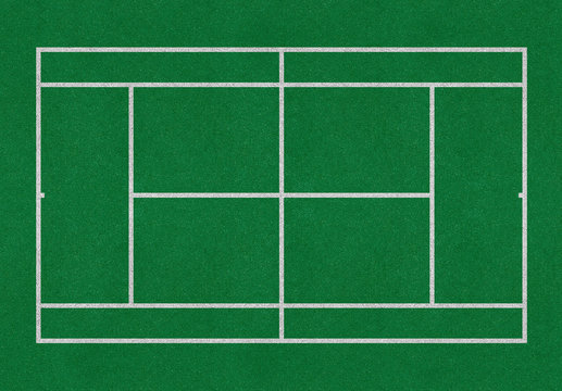 Tennis field. Big tennis green court. Top view. Isolated