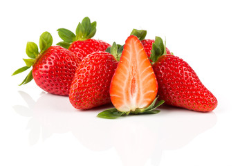 Red ripe strawberry fruits