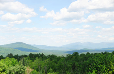 panorama view of green mountains in summer
