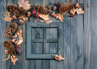 Autumn background decorated in rustic style