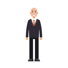 Bald-headed man. Character vector illusrtation, flat style.