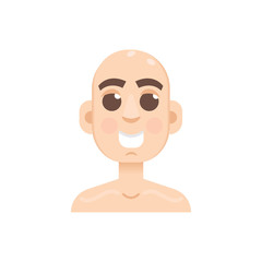 Bald-headed man. Character vector illusrtation, flat style.