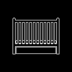 Baby bed white color icon .