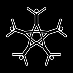 Teamwork white color icon .