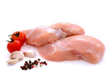 Fresh raw chicken breast isolated on white background