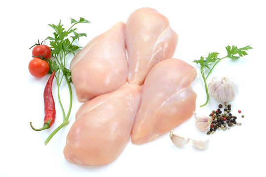 Fresh raw chicken breast isolated on white background